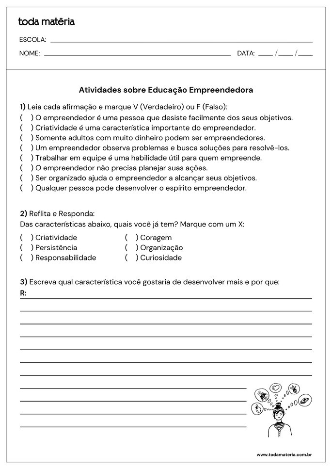 Atividades sobre empreendedorismo