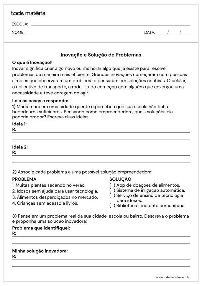 Atividades sobre empreendedorismo
