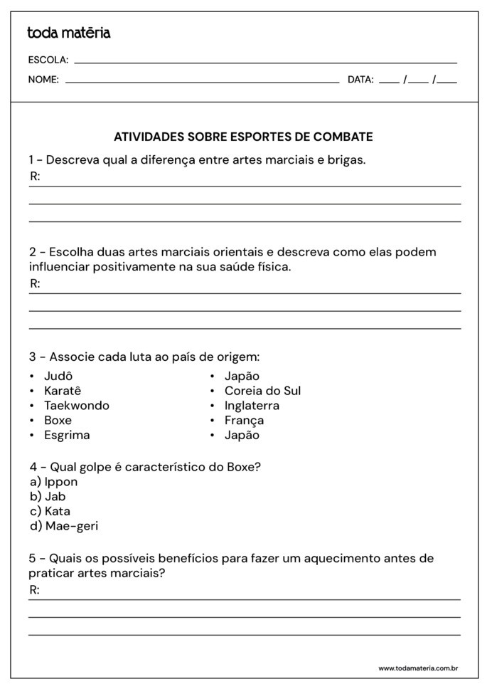 Atividades de combate 1