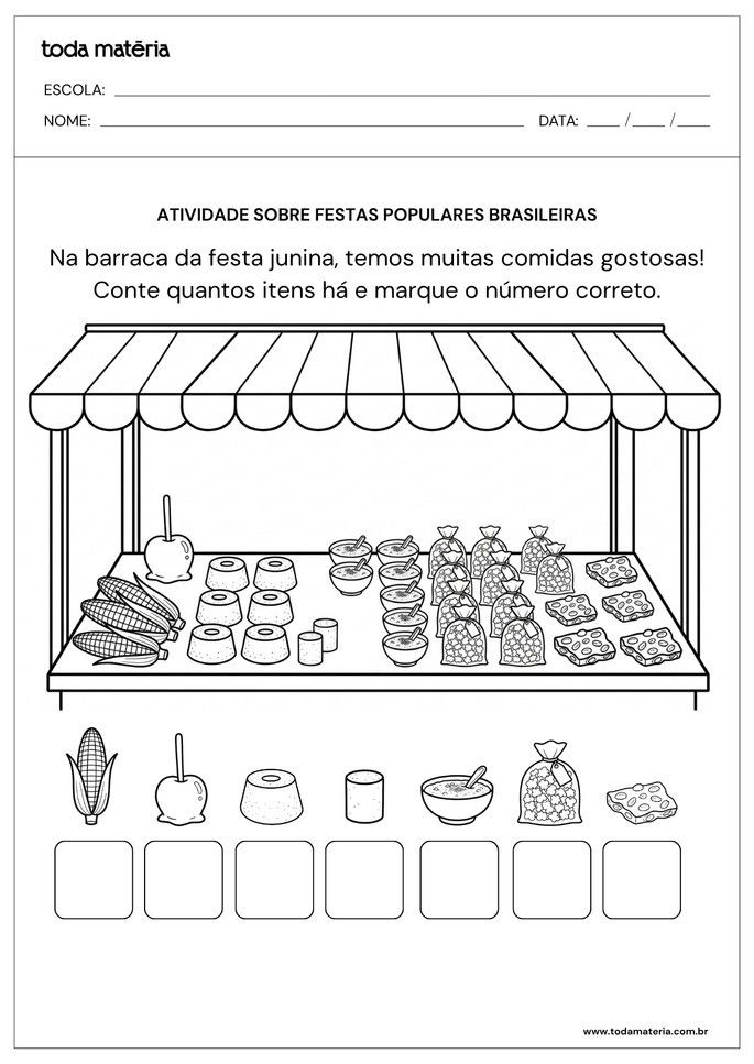 atividade sobre festas populares brasileiras de contagem