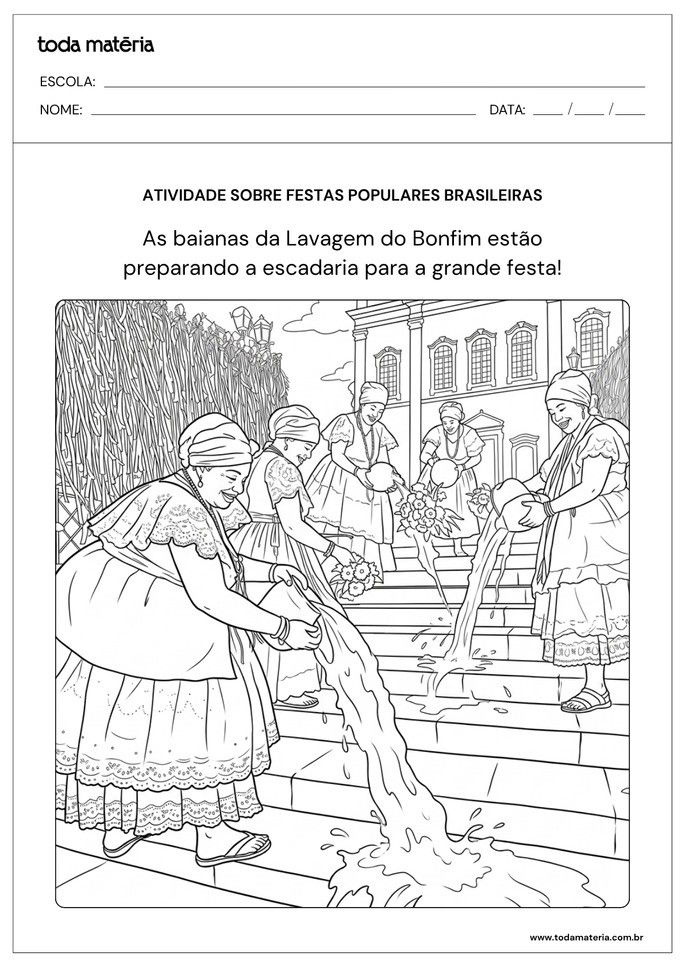 atividade de pintar sobre festas populares brasileiras