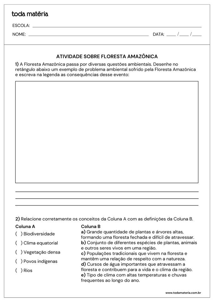 Folha de atividades 4 - Floresta Amaz&ocirc;nica