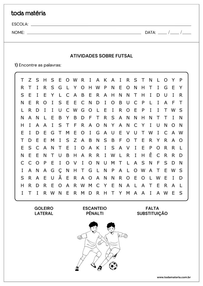 Atividade 2 sobre as regras do futsal