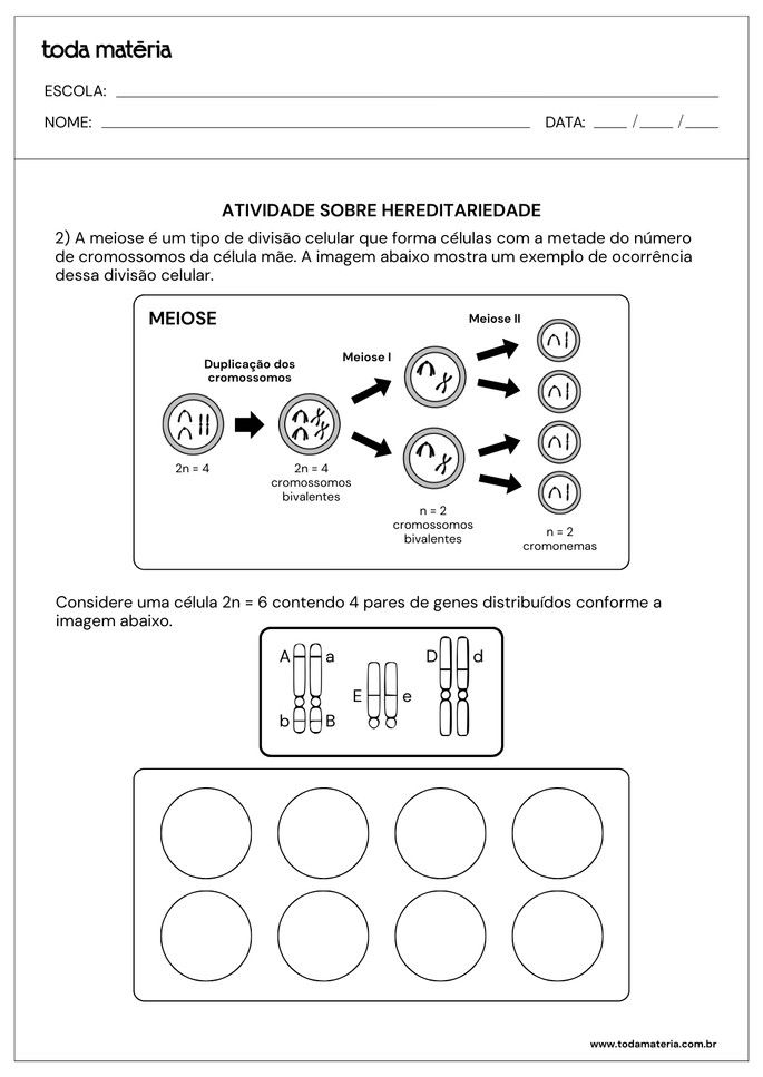 Atividade sobre hereditariedade de preenchimento de imagem