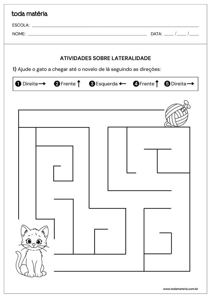 Atividades sobre lateralidade com labirinto