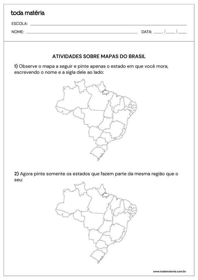 Folha de atividade 2 - Mapas do Brasil