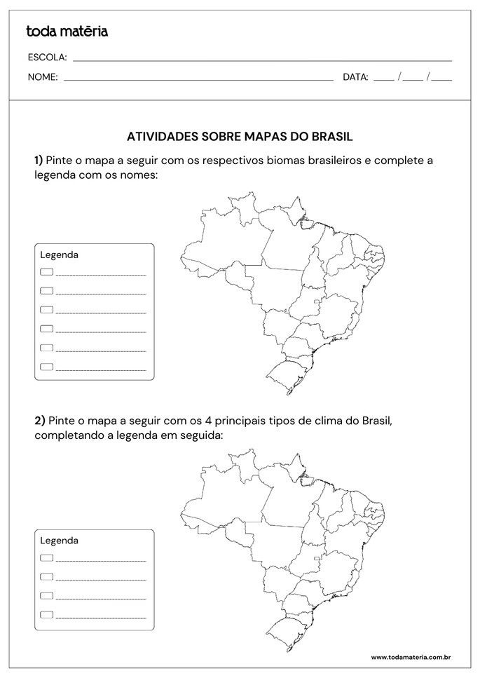 Folha de atividade 3 - Mapas do Brasil