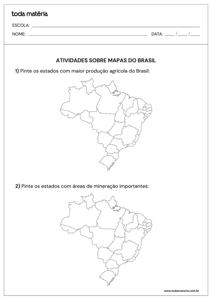 Folha de atividade 4 - Mapas do Brasil