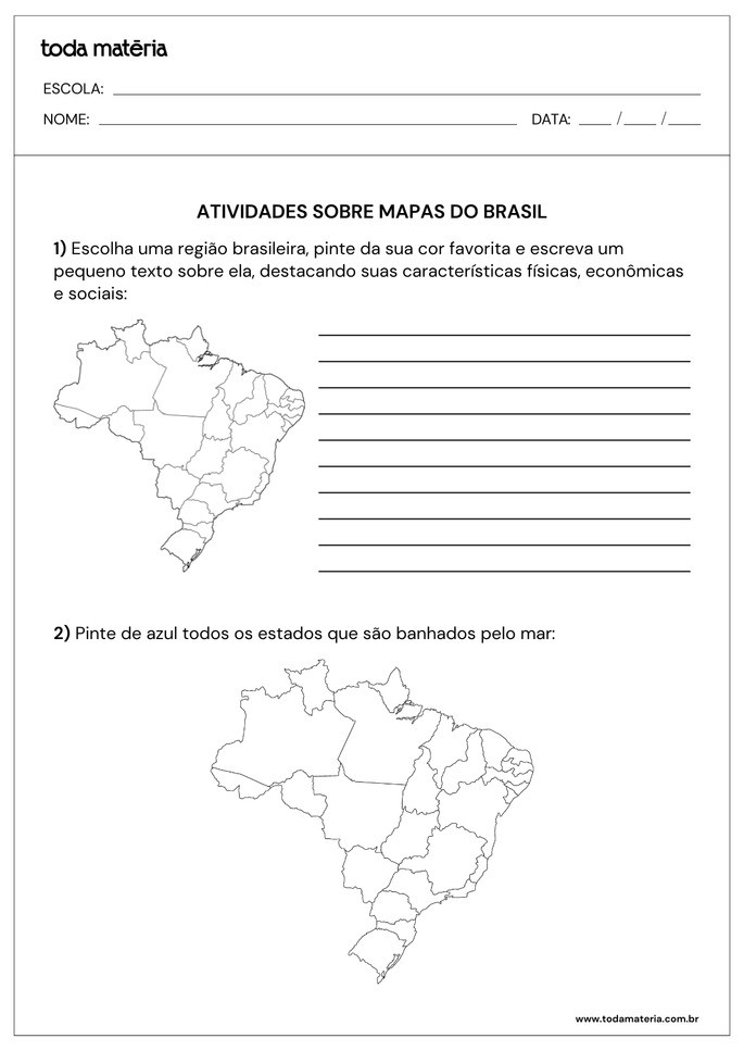 Folha de atividade 5 - Mapas do Brasil