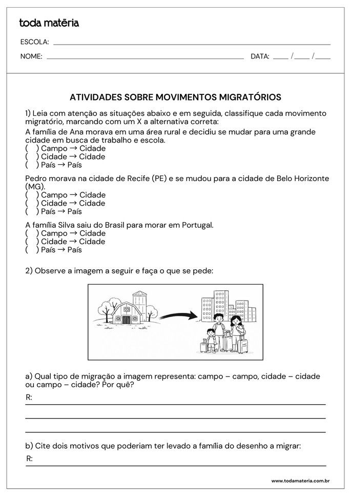 Folha de Atividade 4 - Movimentos migrat&oacute;rios