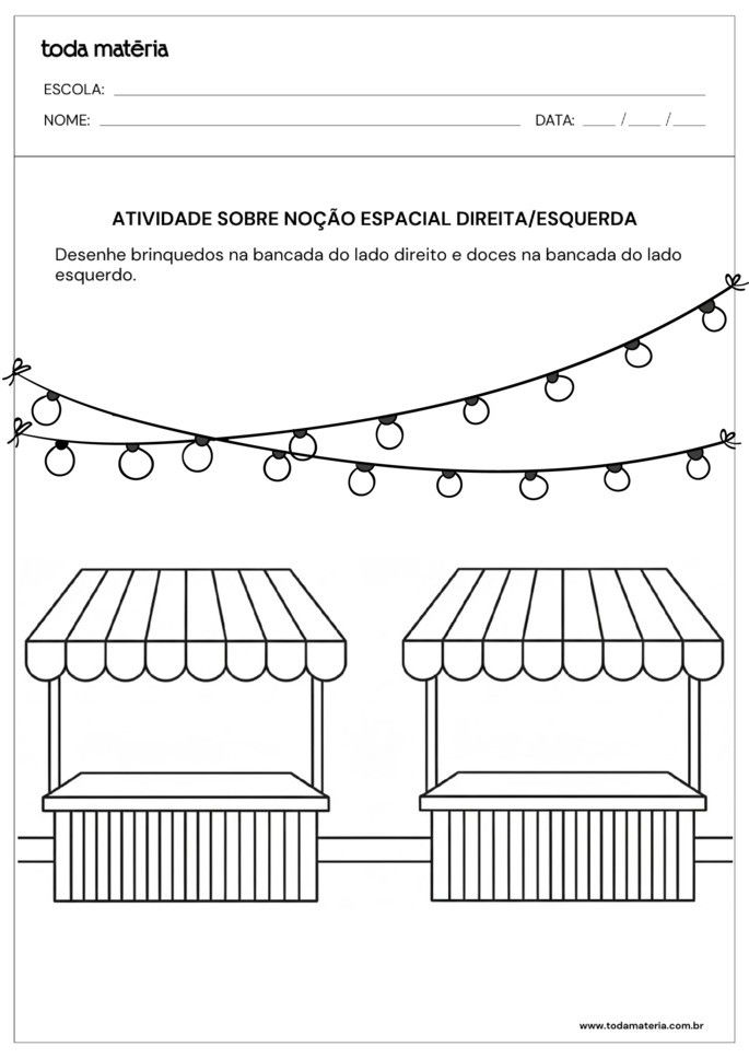 atividade sobre no&ccedil;&atilde;o espacial direita e esquerda