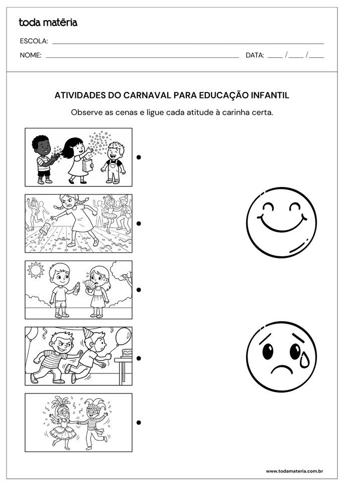 Atividade sobre boas atitudes no Carnaval para educa&ccedil;&atilde;o infantil