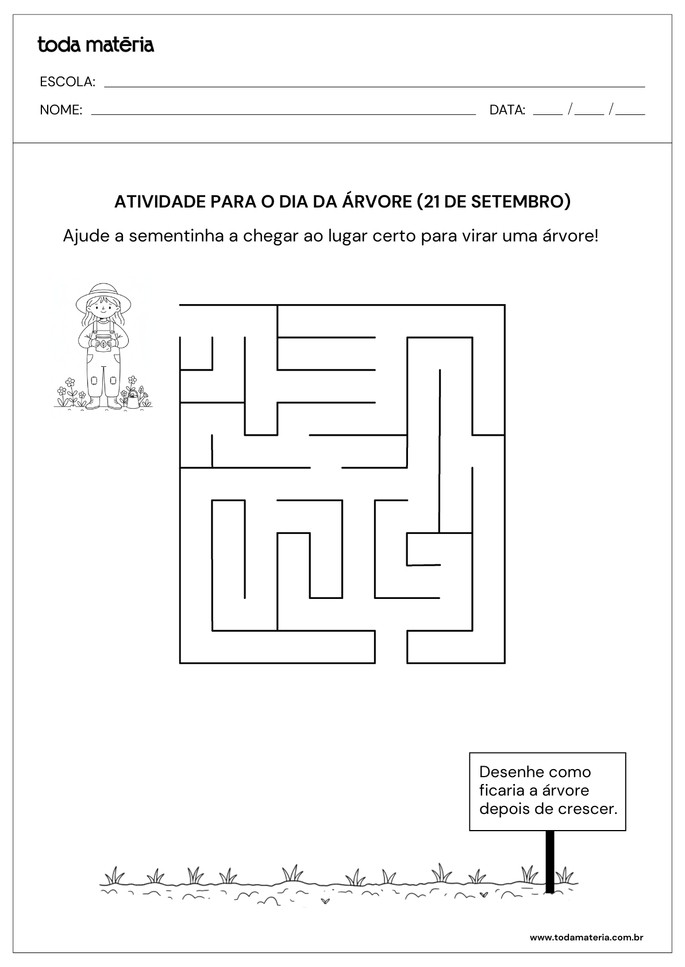 atividade de labirinto para o dia da árvore