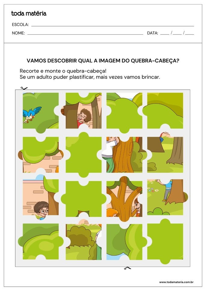 atividade de quebra-cabeça para o dia da árvore