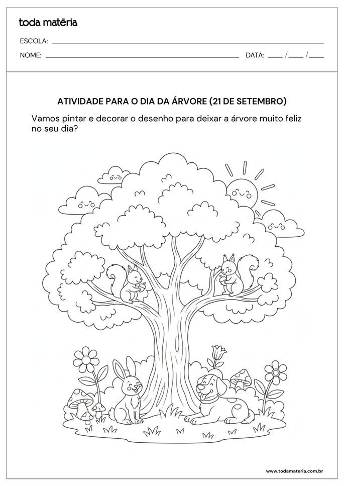 atividade de pintar para o dia da árvore