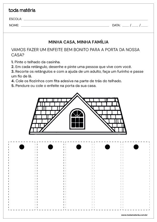 Atividade de enfeite para porta para o dia da fam&iacute;lia