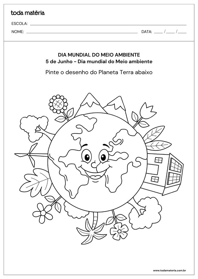 Folha de atividade sobre o Dia Mundial do Meio Ambiente para Educa&ccedil;&atilde;o Infantil