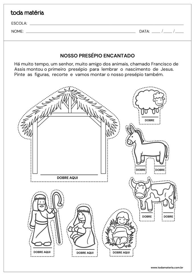 atividade para pintar recortar e montar pres&eacute;pio para educa&ccedil;&atilde;o infantil