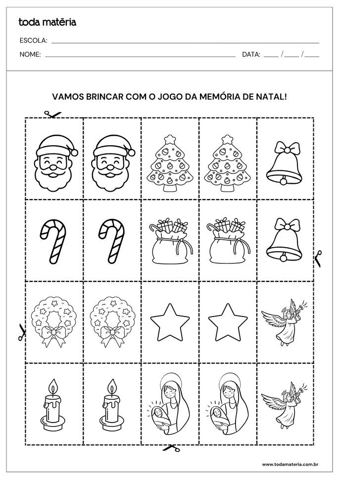 jogo da mem&oacute;ria de natal para educa&ccedil;&atilde;o infantil