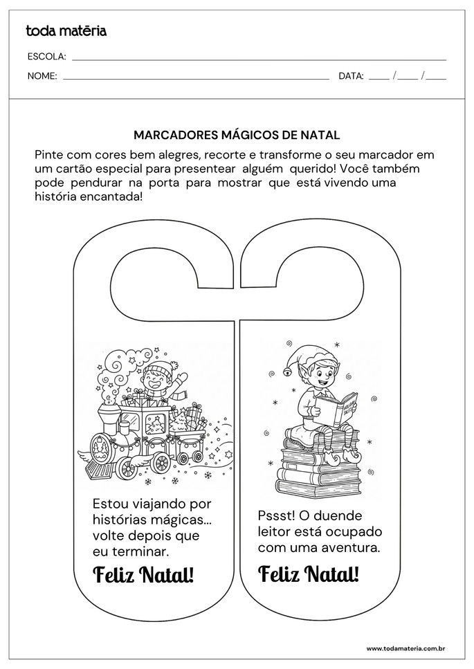 atividade para cart&atilde;o de natal em formato de marcador de livro para educa&ccedil;&atilde;o infantil