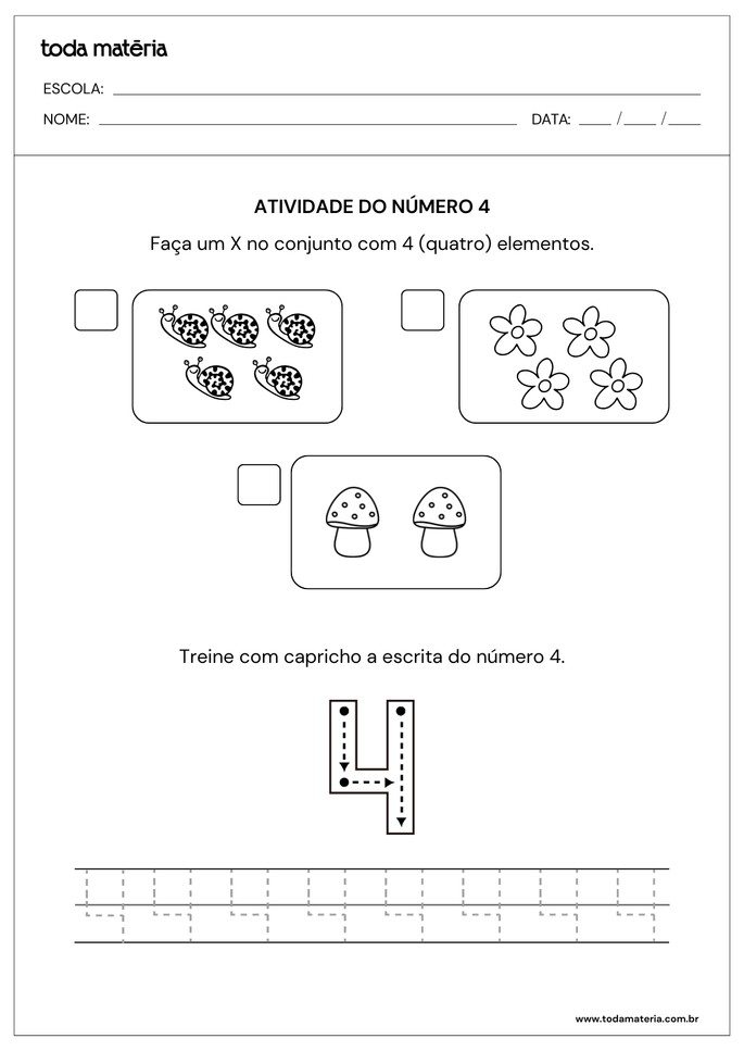 Atividade sobre número 4