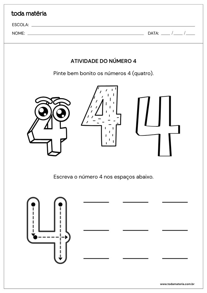 Atividade sobre número 4