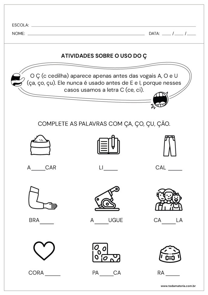atividade de complete sobre o uso do &ccedil;