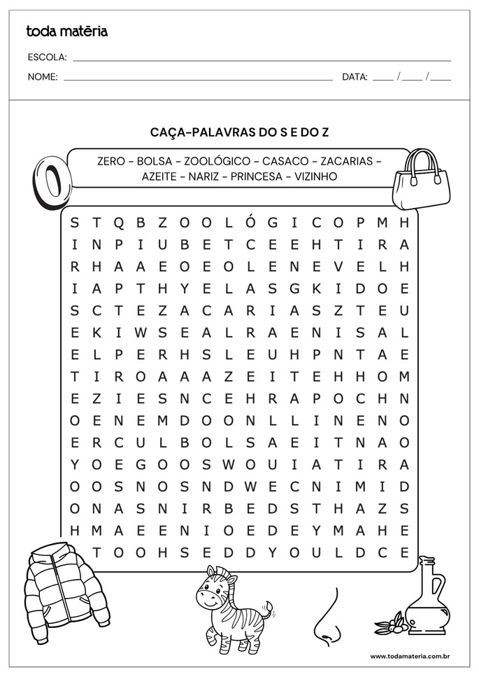 Ca&ccedil;a-palavras do S e do Z