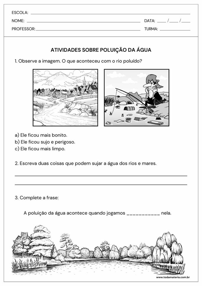 Folha de atividade 01 - poluição das águas - ciências