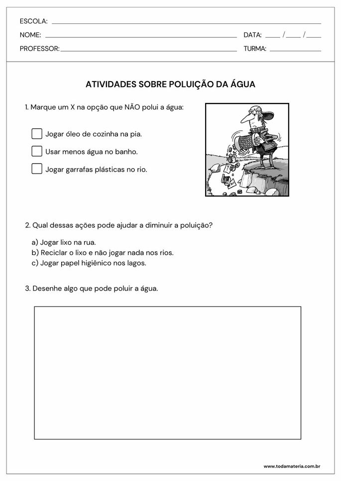 Folha de atividade 02 - poluição das águas - ciências