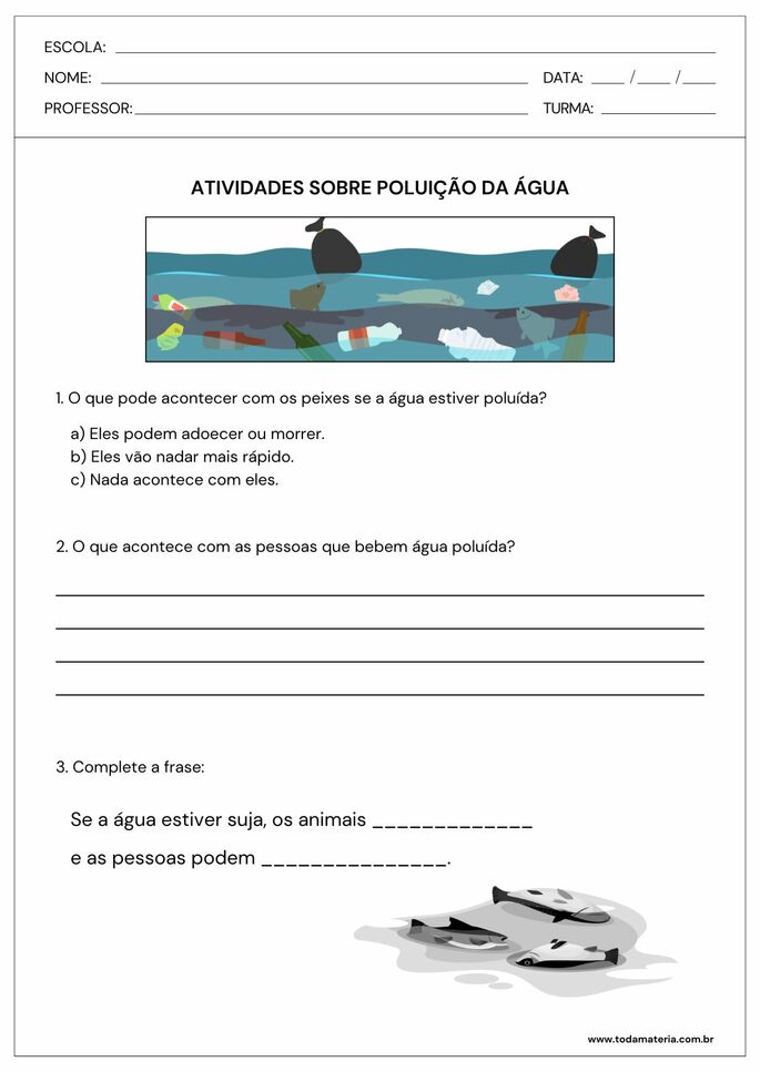 Folha de atividade 03 - poluição das águas - ciências