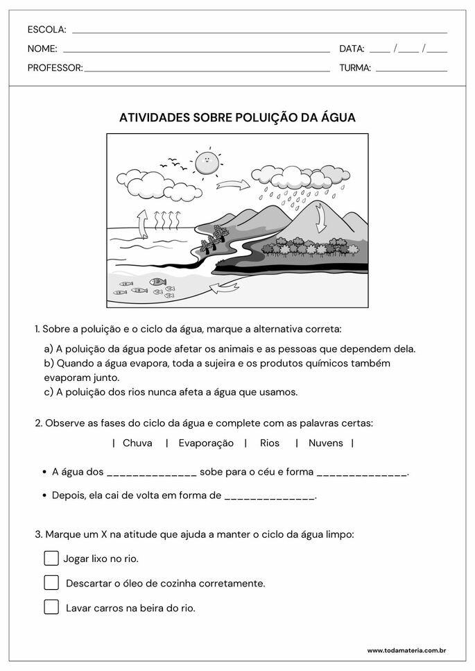 Folha de atividade 04 - poluição das águas - ciências
