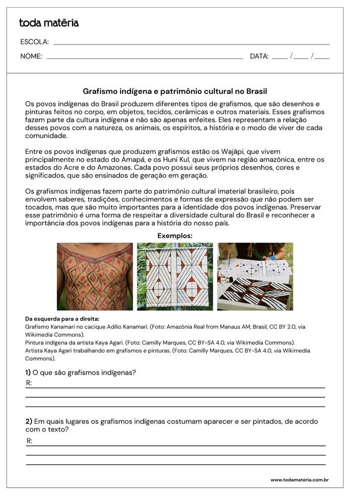 atividades sobre grafismo dos povos ind&iacute;genas das am&eacute;ricas