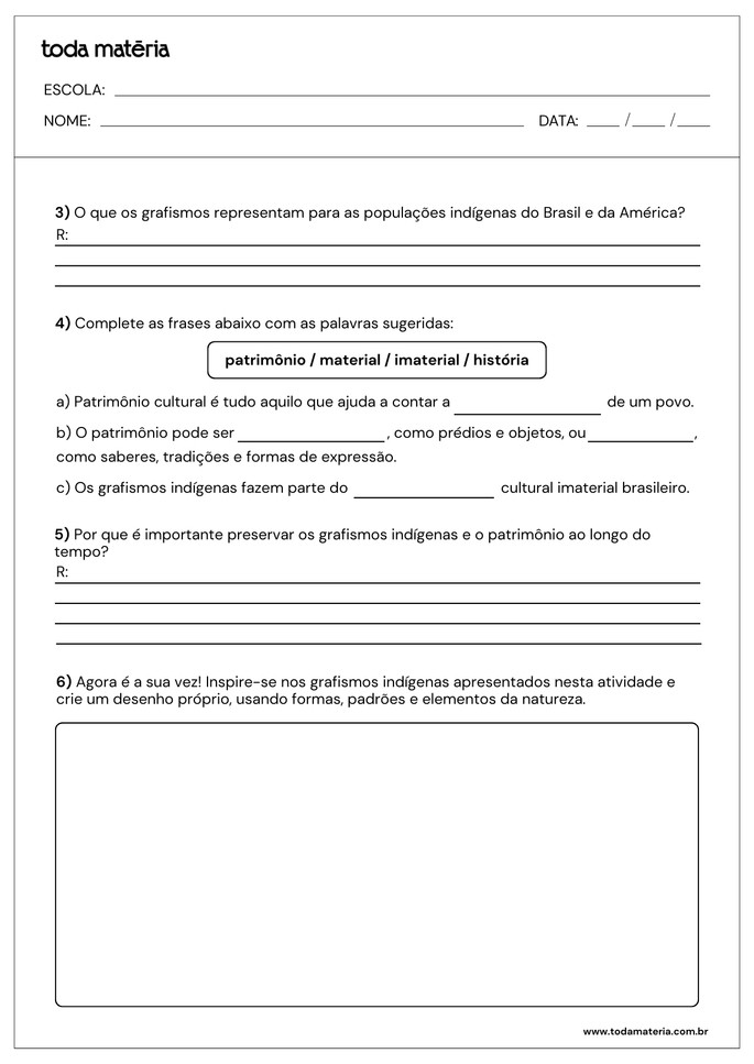 atividades sobre grafismo dos povos ind&iacute;genas das am&eacute;ricas com complete e desenho