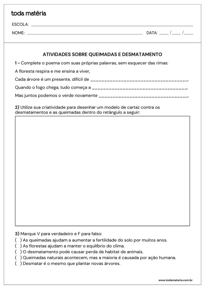 Folha de atividade 3 - Queimadas e desmatamento