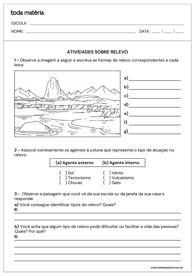 Folha de atividade 3 - Relevo