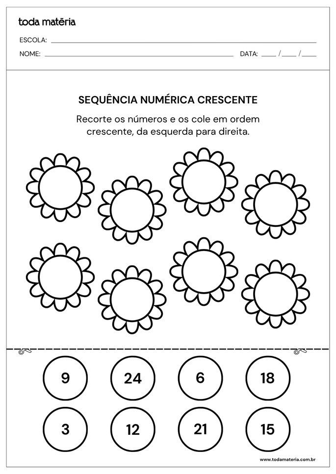 Atividade sobre sequ&ecirc;ncia num&eacute;rica crescente