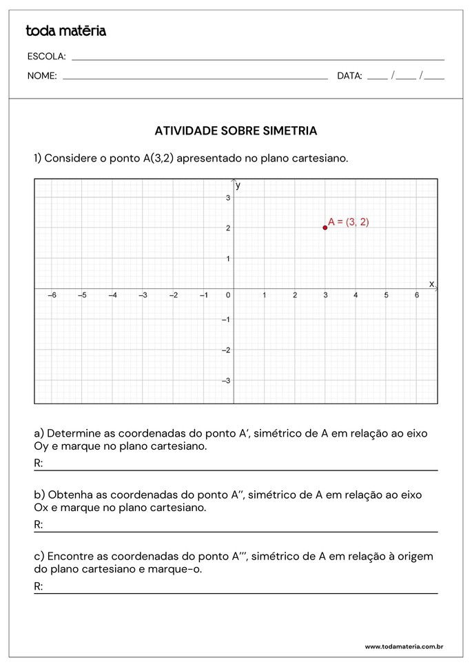 atividade sobre simetria com plano cartesiano