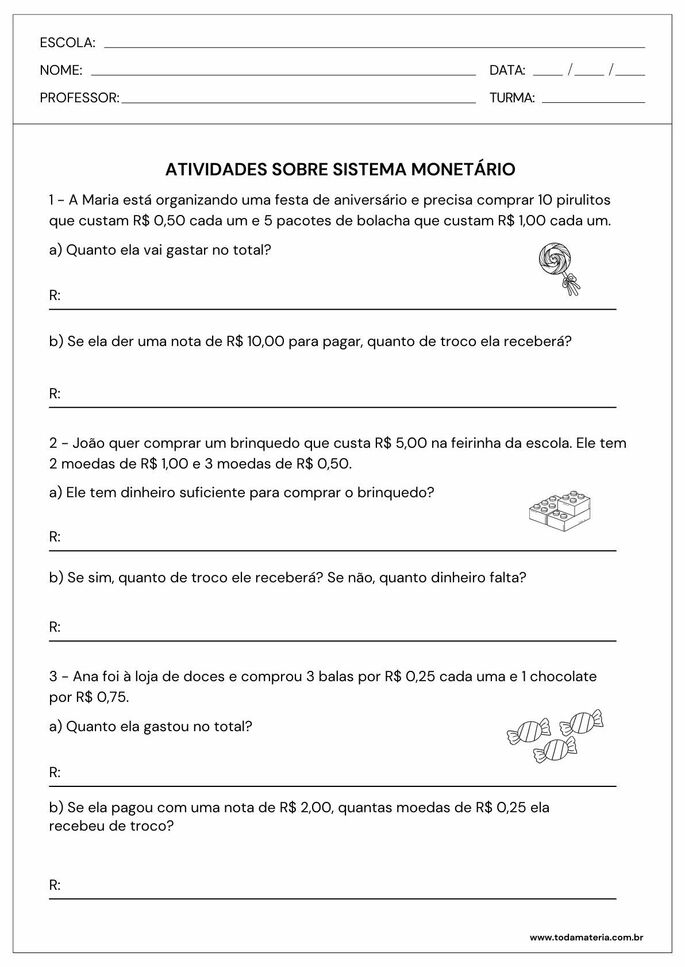 Atividade sobre o Sistema Monetário