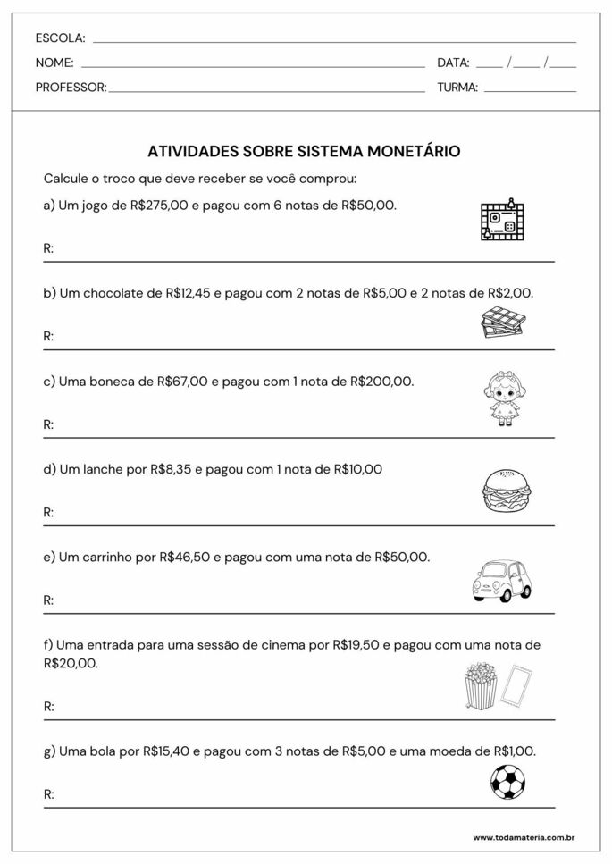 Atividade sobre o Sistema Monetário