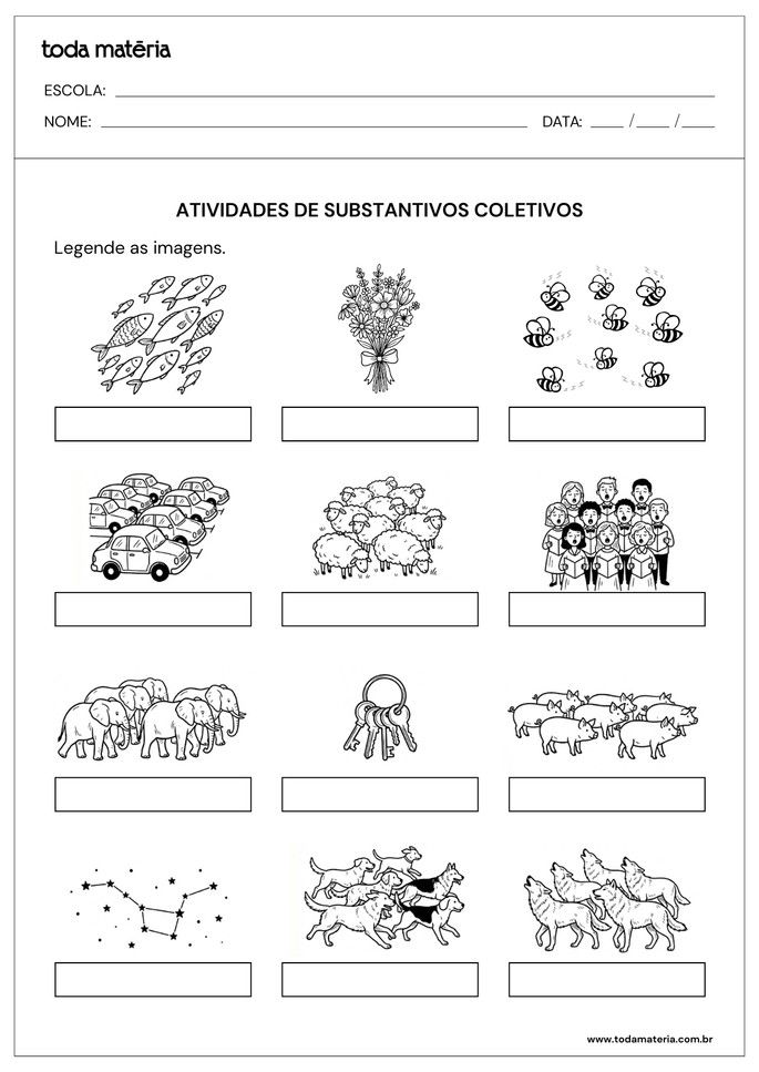 atividade para legendar substantivos coletivos para o 4&ordm; ano
