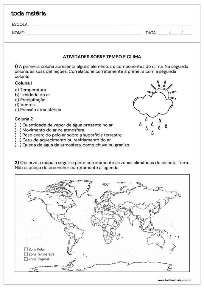 Folha de atividades 4 - Tempo e clima