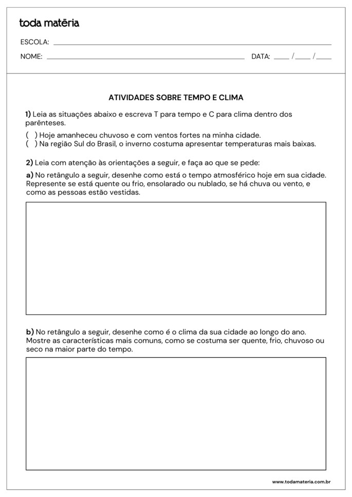 Folha de atividades 5 - Tempo e clima