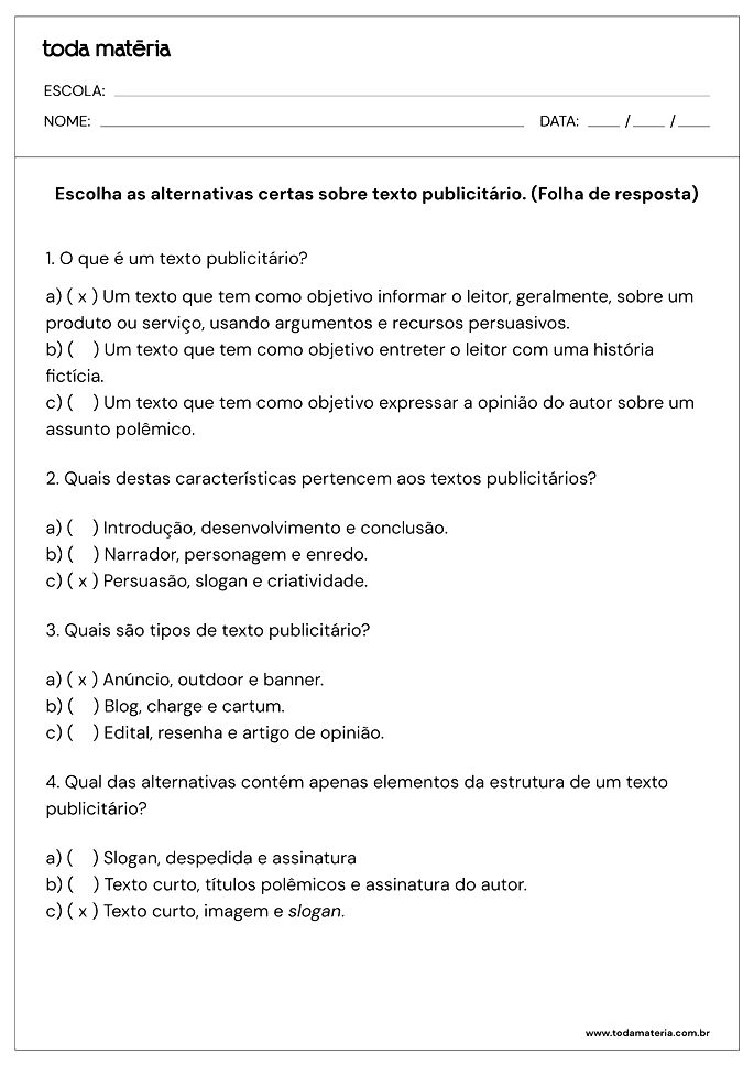 Atividades de Português de 6º ano (para imprimir) - Toda Matéria