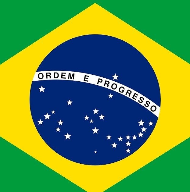 Qual a forma geométrica da parte amarela da bandeira do Brasil
