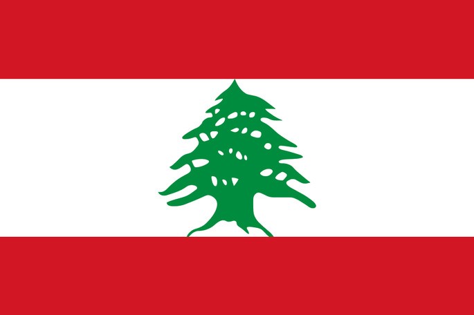 Atual bandeira nacional do Líbano.