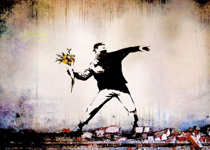 Banksy Flower thrower