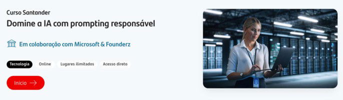 Banner do curso do santander open academy sobre dominar iA