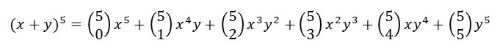 Exemplo cálculo do binômio de Newton
