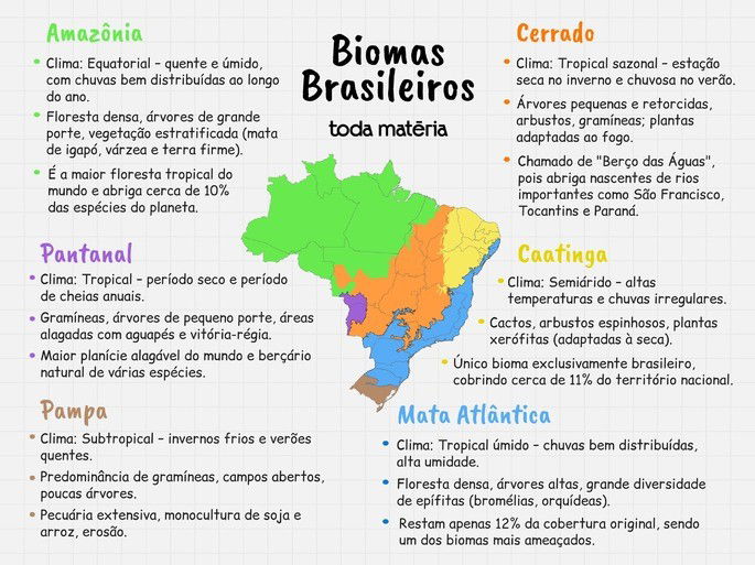 Mapa mental sobre Biomas Brasileiros